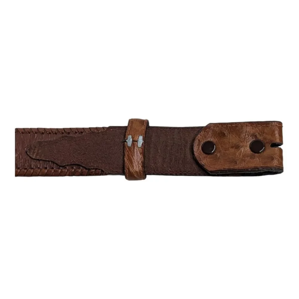 Vintage Leather Conch Scalloped Medallion Western Belt, 45-52
